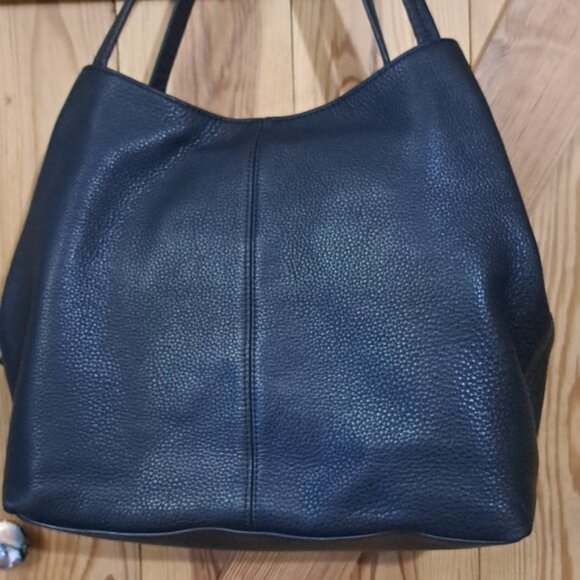 Hand Crafted Painted Black Pebble Leather Hobo Bag - Picture 10 of 17